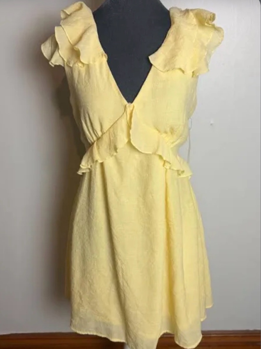 miami Yellow Ruffle V-Neck Mini Dress